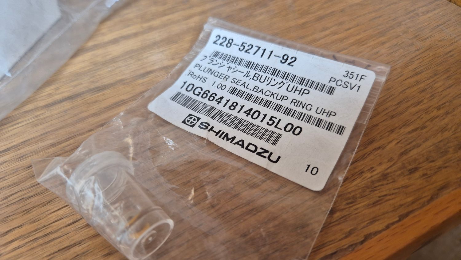 Shimadzu Plunger Seal and Backup Ring for LC-30AD/LC-40XR/XS/X3 | Part No. 228-52711-92