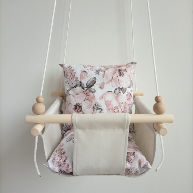 Altalena per bambini Base latte &quot;Magnolia&quot; da 7 mesi a 5 anni
