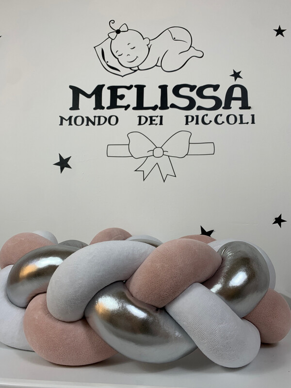 Treccia “Classica” Bianco-Argento-Rosa Cipria Scura 