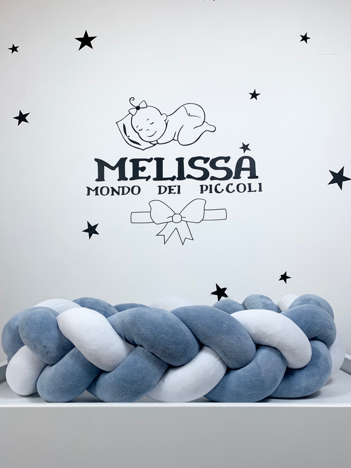 Treccia “Classica”  Bianco-Blu Sporco 