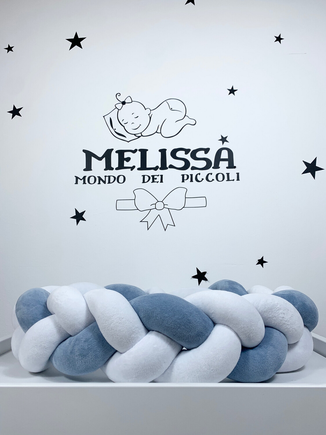 Treccia “Classica” Blu Sporco -Bianco 