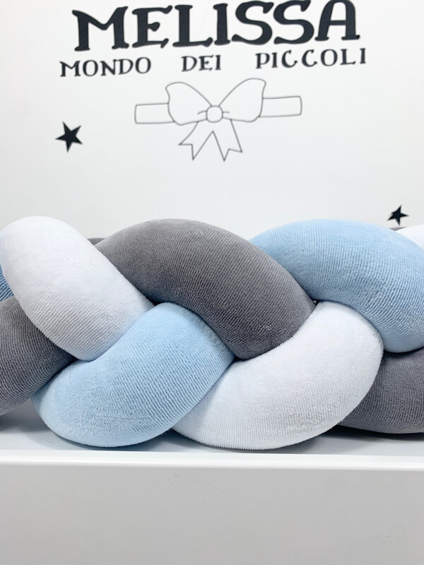 Treccia “Classica“ Bianco-Grigio Scuro-Azzurro