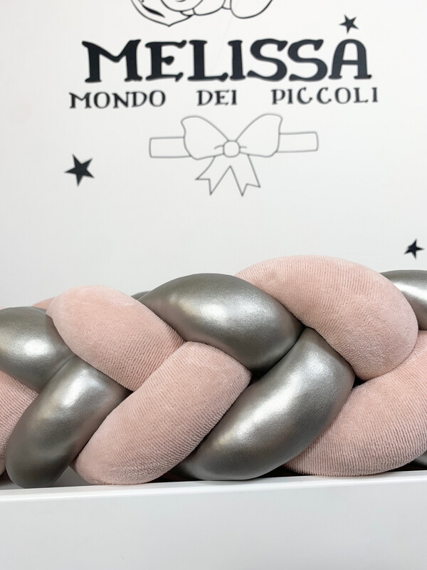 Treccia “Lisca di Pesce “ Rosa Cipria Scura-Argento