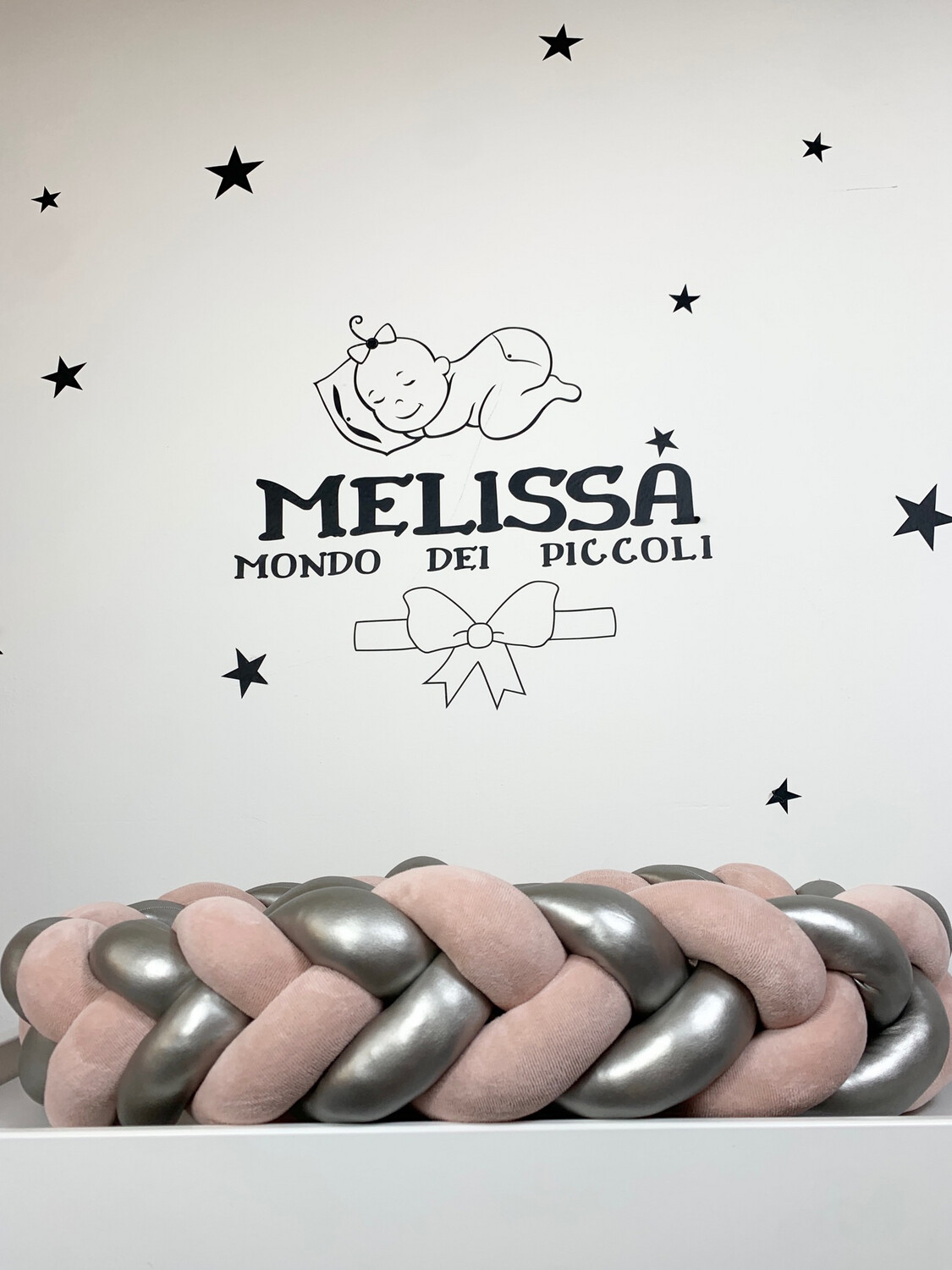Treccia “Lisca di Pesce “ Rosa Cipria Scura-Argento
