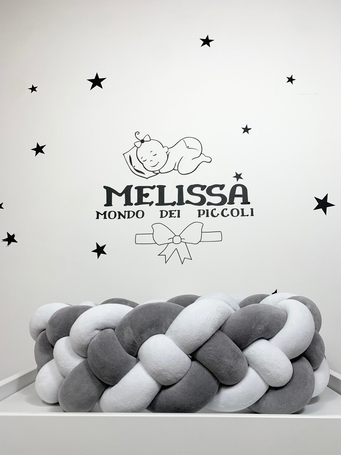 Treccia “Francese” Bianco-Grigio Scuro