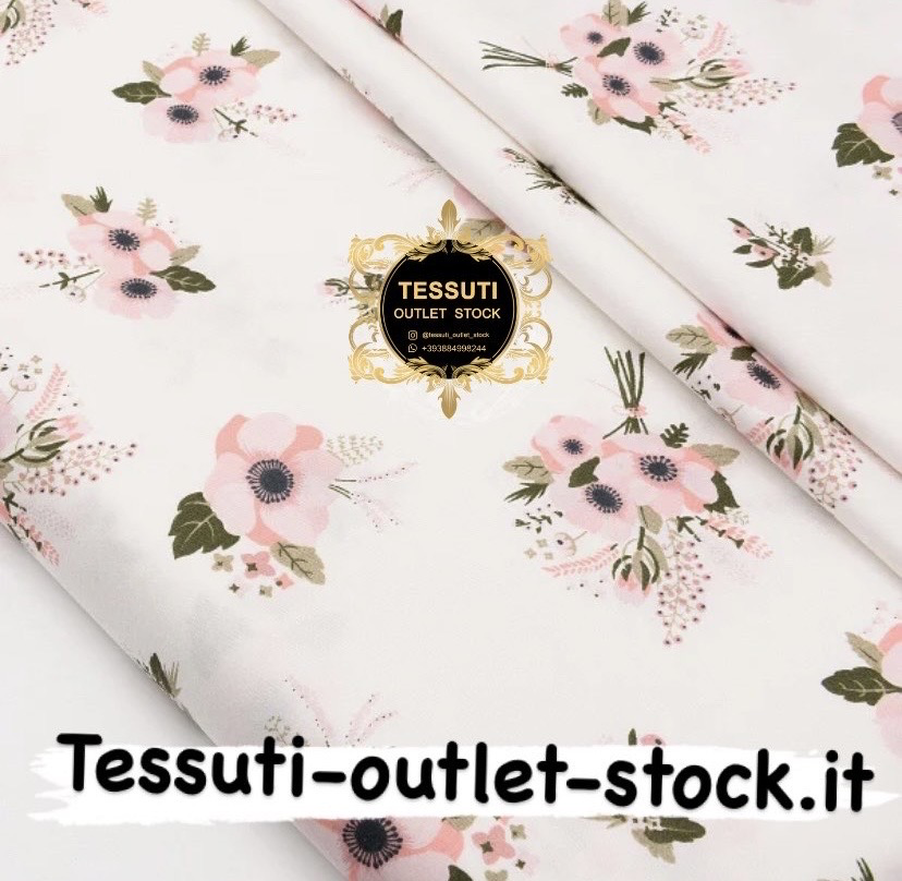 Cotone rasatello &quot;Mazzi di fiori di anemone rosa&quot; su bianco № 1437c