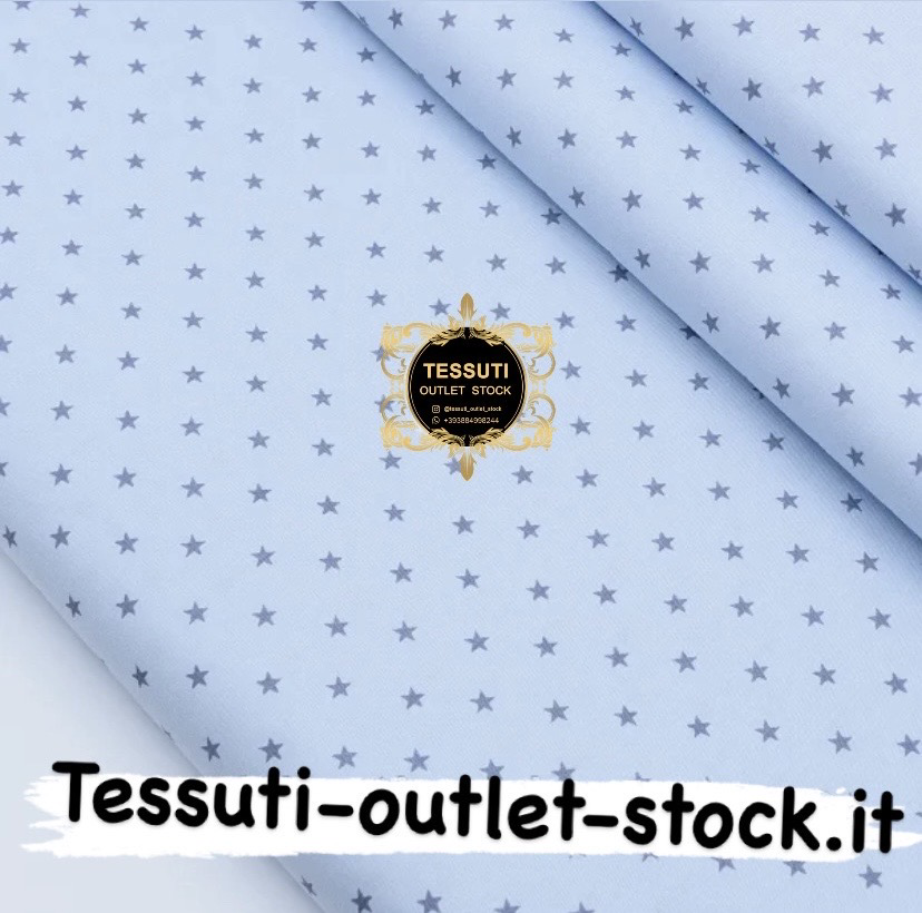 Cotone rasatello &quot;Piccole stelle identiche in un motivo a scacchiera&quot; grigio su blu, №1791с