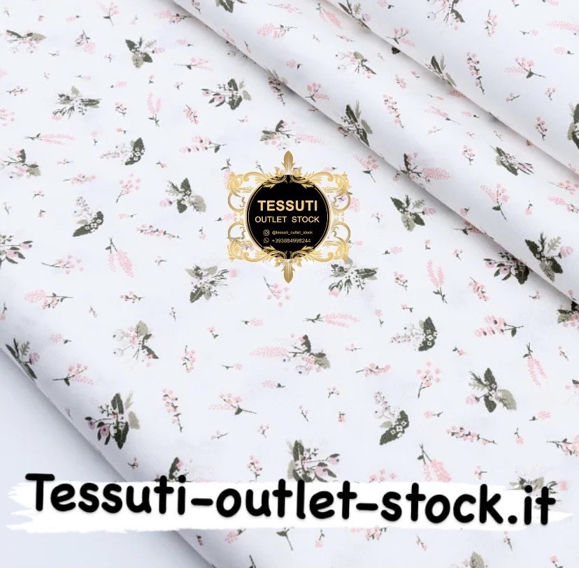 Cotone rasatello &quot;Piccoli giacinti rosa&quot; su bianco №1732с