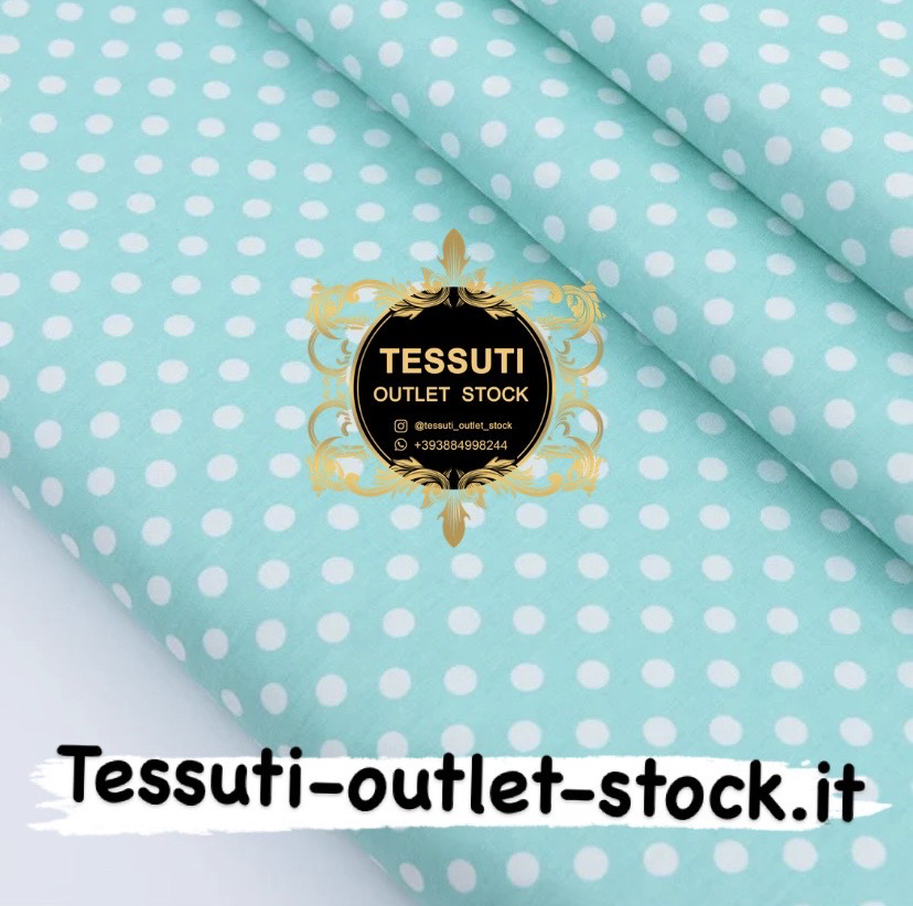 Cotone rasatello &quot;Pois di 7 mm bianco&quot; su menta, 2765c
