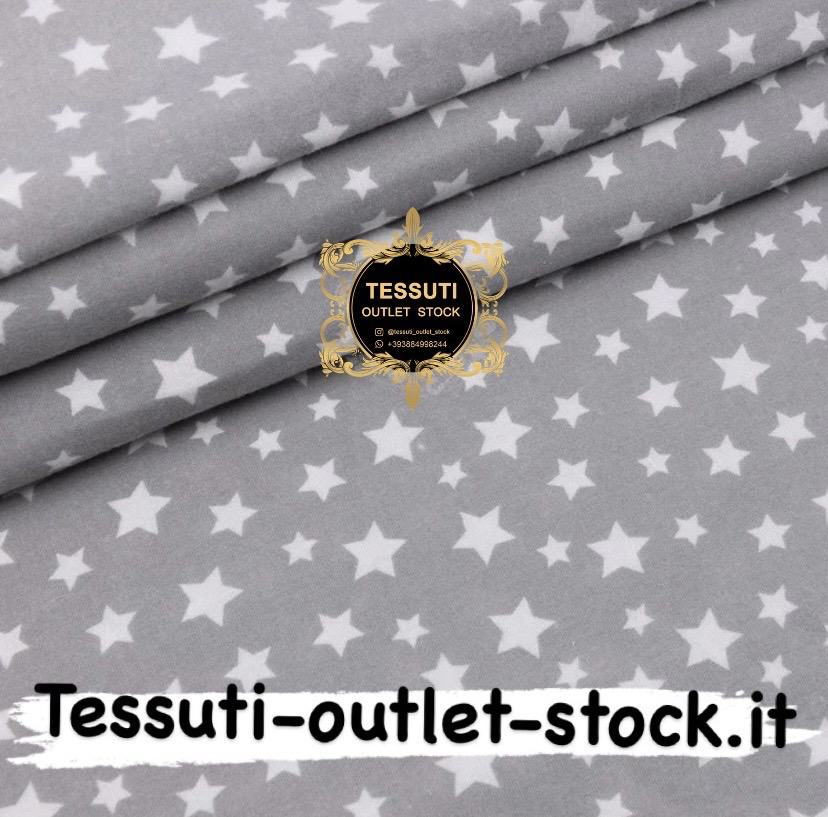 Flanella fantasia stelle bianche su sfondo grigio , larghezza 240 cm 00125