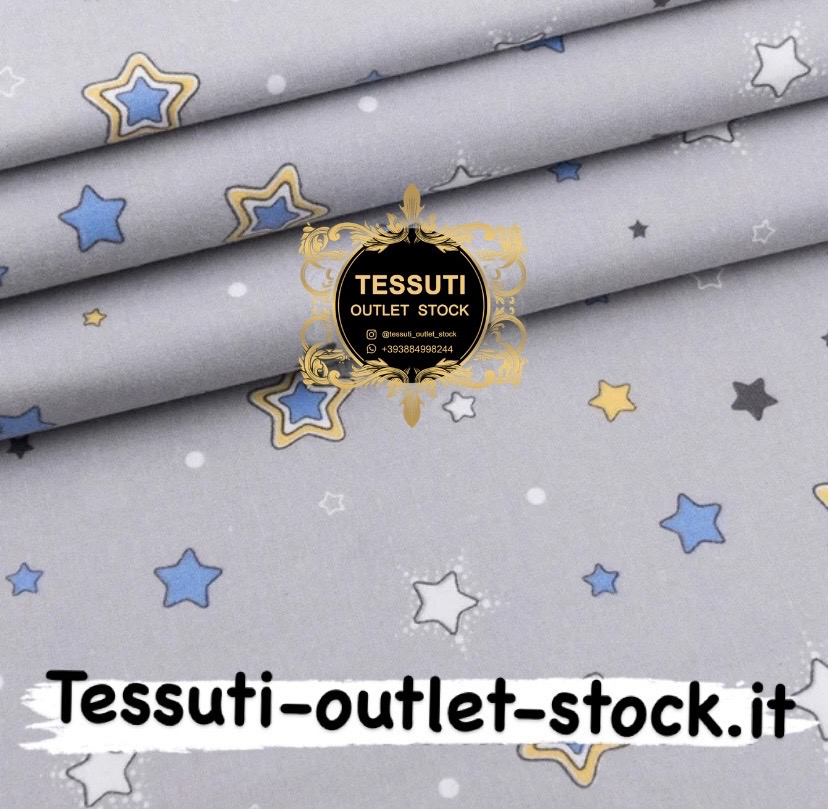 Flanella fantasia stelle su sfondo grigio , larghezza 240 cm