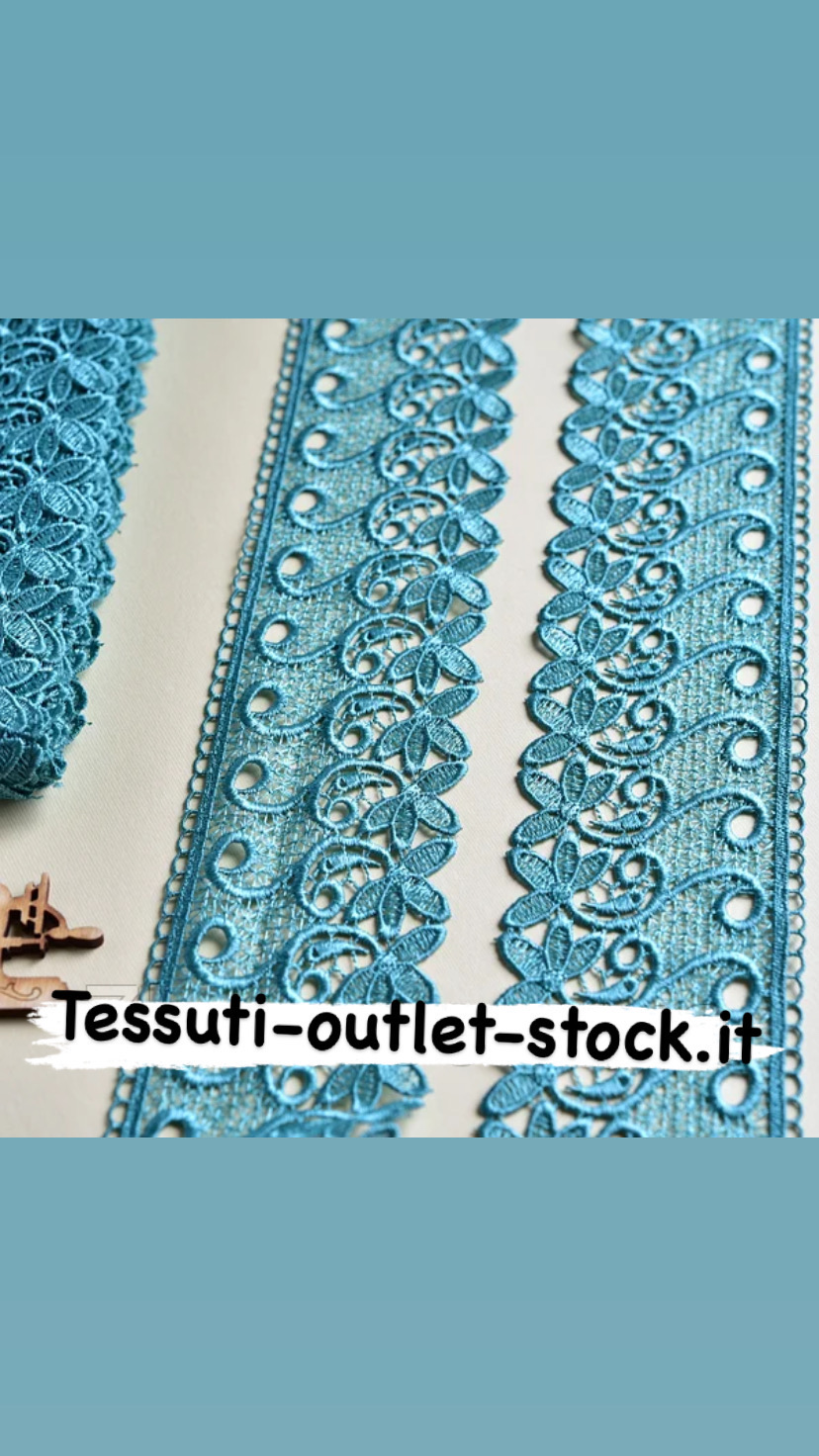 Pizzo macramè (guipure) / colore acquamarina / larghezza 7 cm / ordine da 1 m. 0540