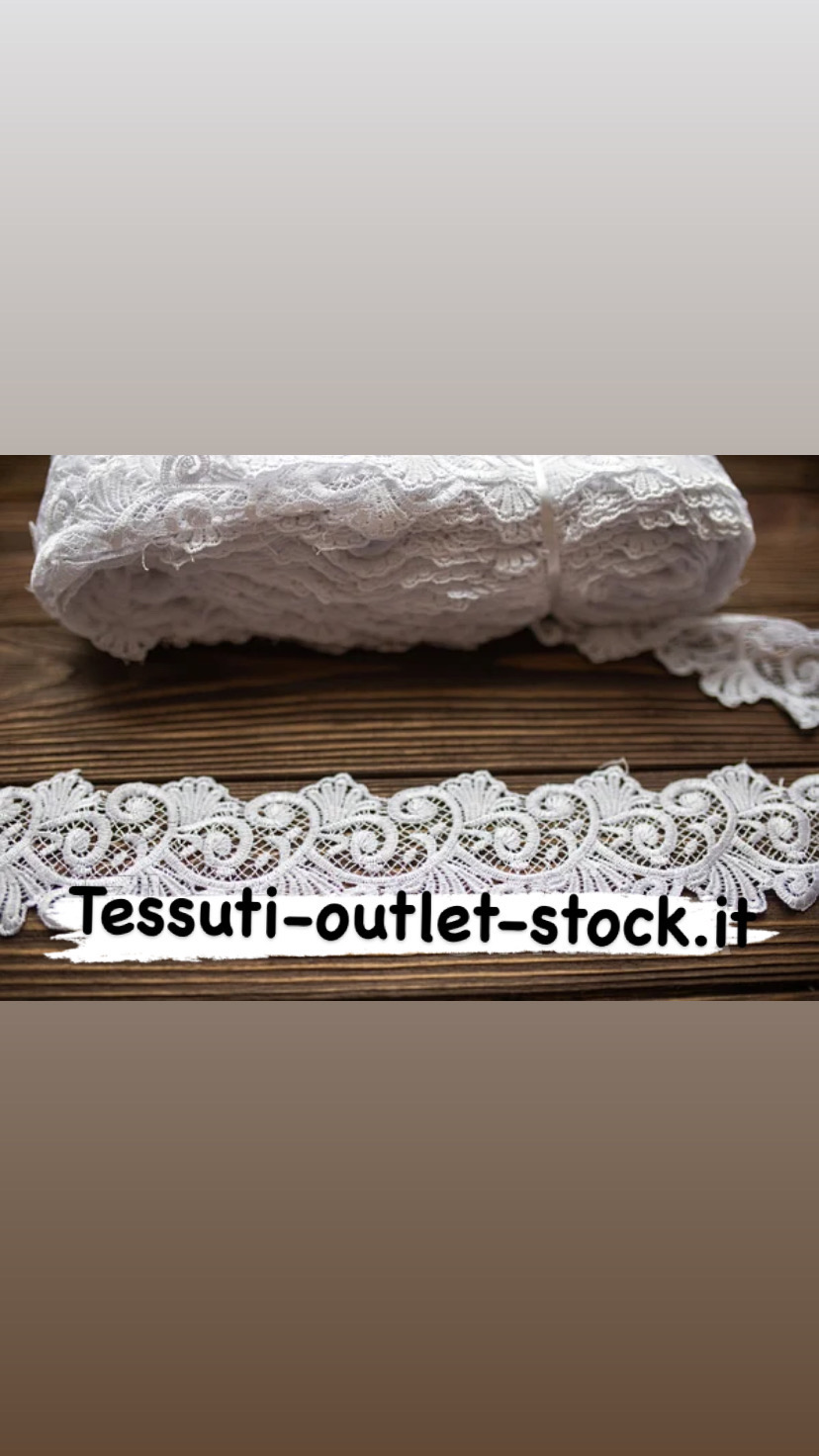 Pizzo macramè (guipure) / colore bianco / larghezza 6,5 ​​cm / ordine da 1 m.  0320