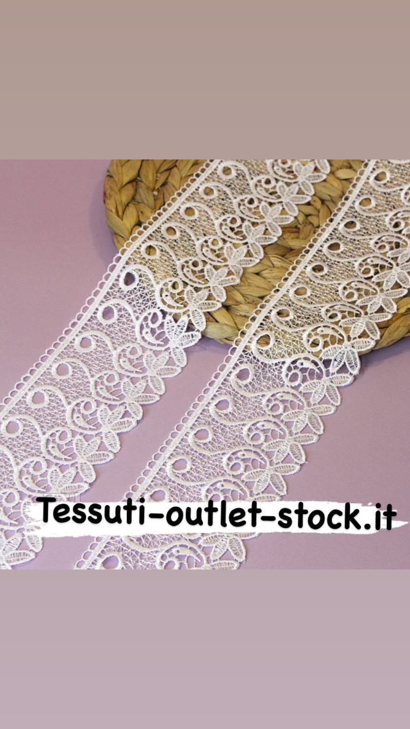 Pizzo macramè (guipure) / colore bianco / larghezza 7,5 cm / ordine da 1 mt 0540