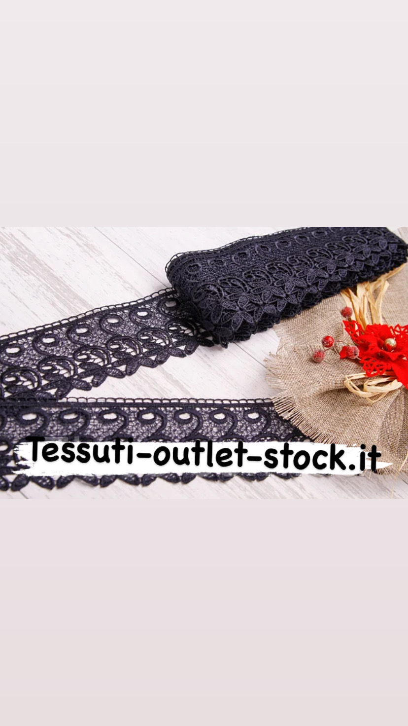 Pizzo macramè (guipure) / colore blu scuro, larghezza 9 cm / ordine da 1 m 0550