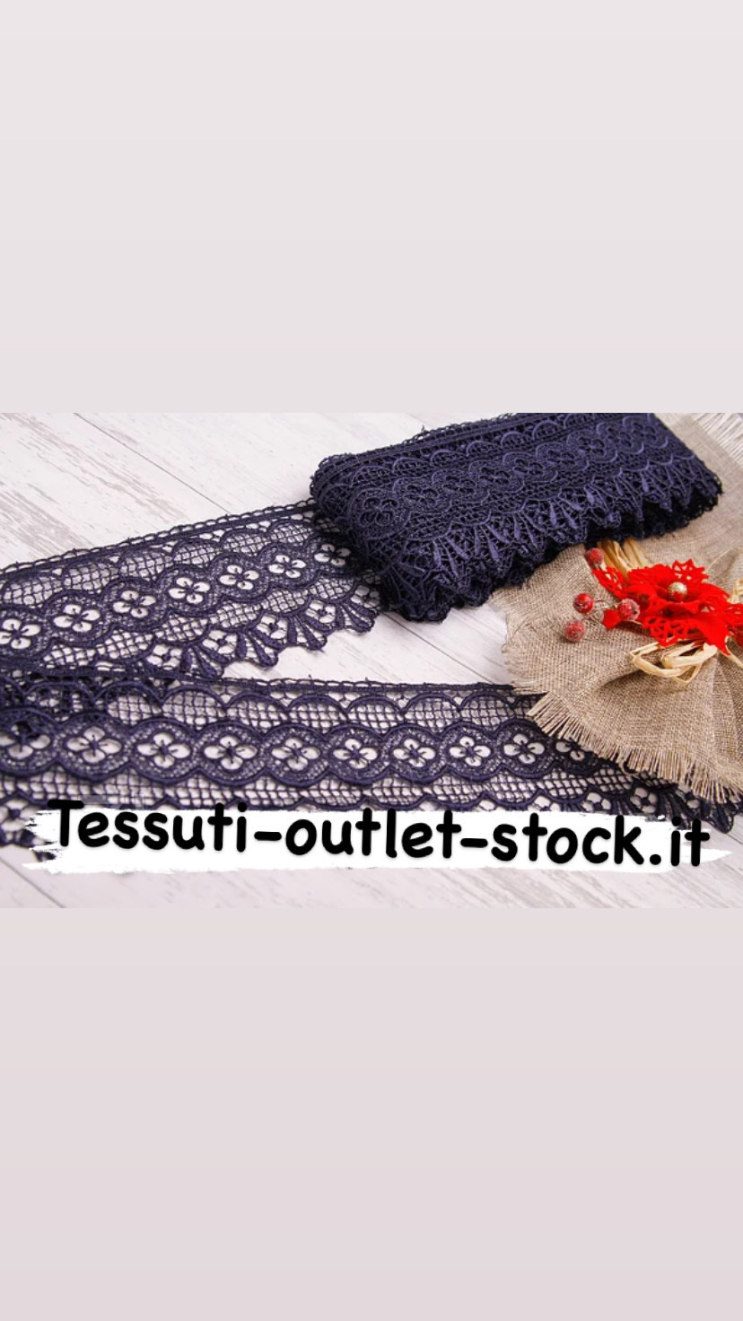 Pizzo macramè (guipure) / colore blu scuro / larghezza 9 cm / ordine da 1 m.  0570