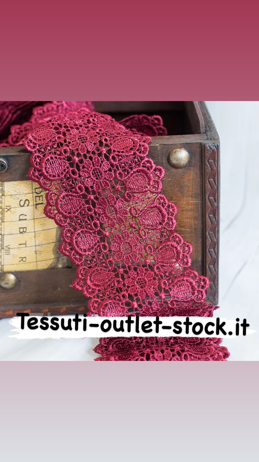Pizzo macramè (guipure) / colore bordeaux / larghezza 9 cm / ordine da 1 m 0690 bordo