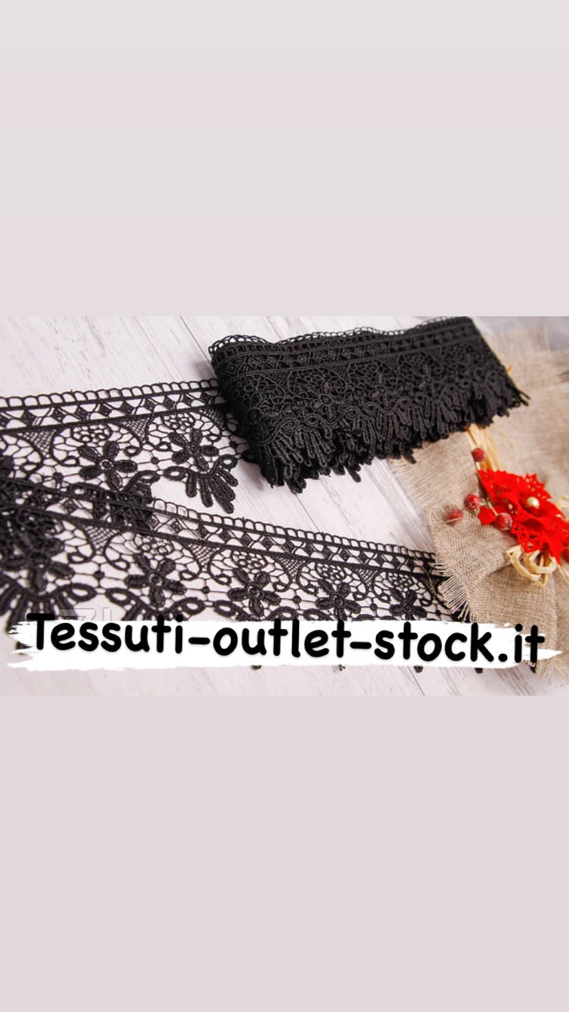 Pizzo macramè (guipure) / colore nero / larghezza 7,5 cm / ordine da 1 m.0630