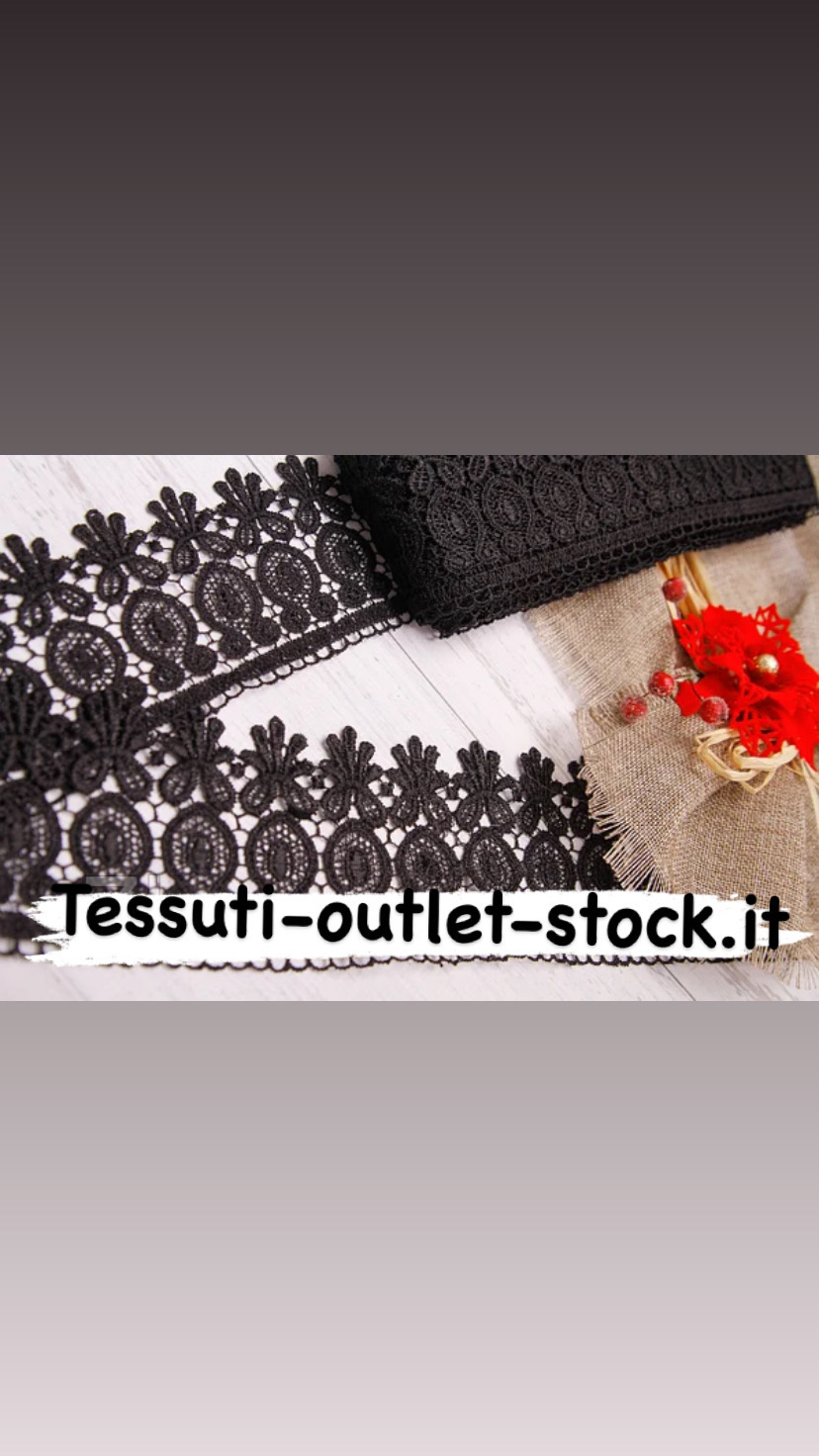 Pizzo macramè (guipure) / colore nero / larghezza 8 cm / ordine da 1 mt 0460