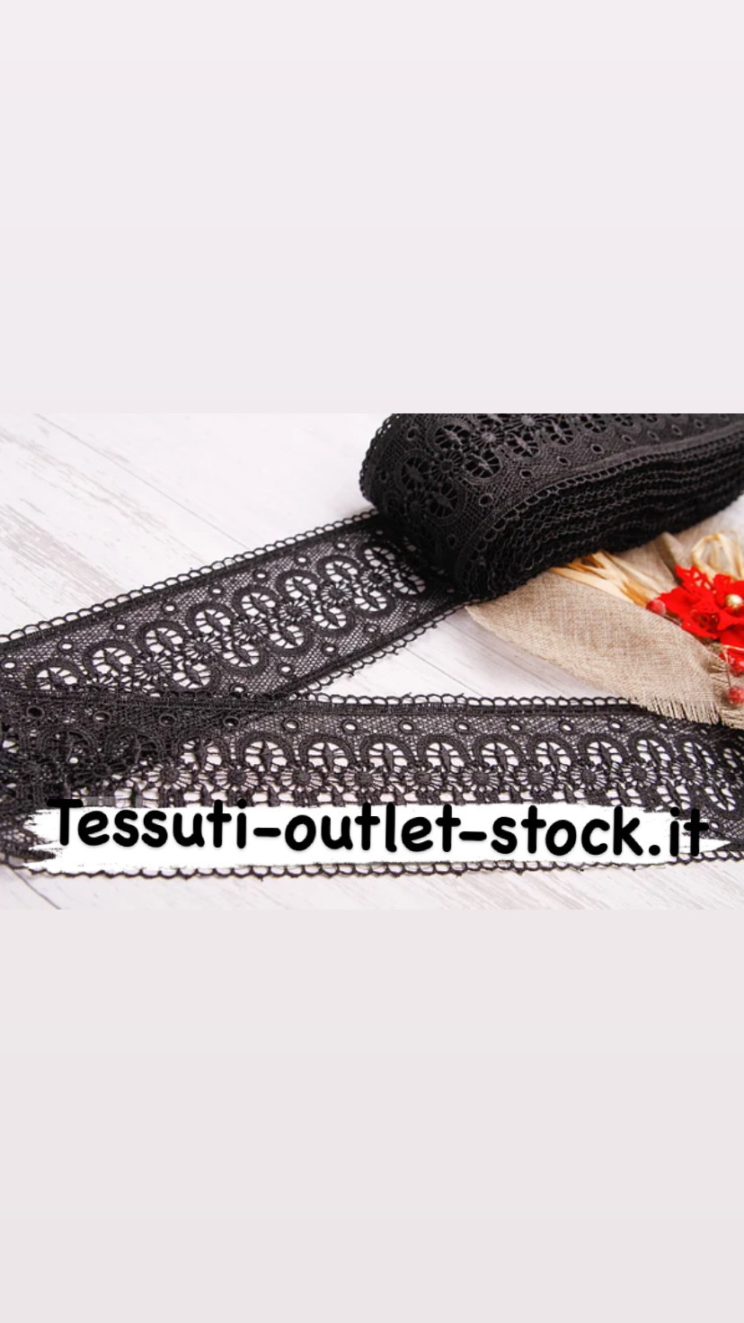 Pizzo macramè (guipure) / colore nero / larghezza 9,5 cm / ordine da 1 m 0590