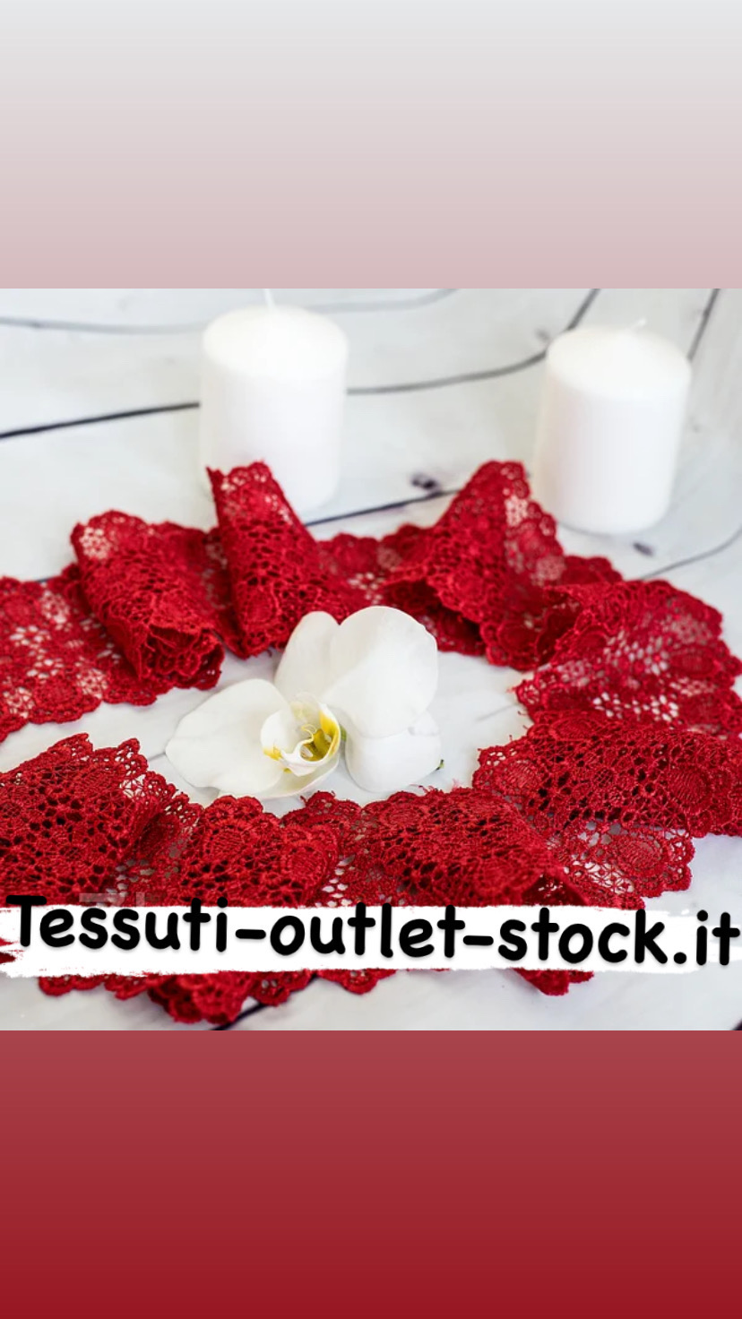 Pizzo macramè (guipure) / colore rosso / larghezza 9 cm / ordine da 1 m 0692 rosso