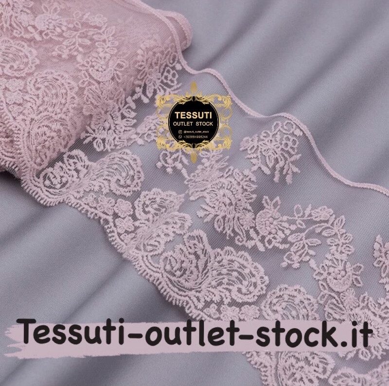 Pizzo &quot;Blumarine Classic&quot; colore rosa , larghezza 13 cm.