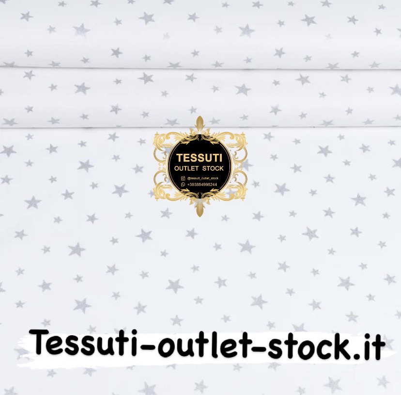 Popeline largo 240 cm &quot;Stelle Glitterati su sfondo bianco&quot; (№3351)