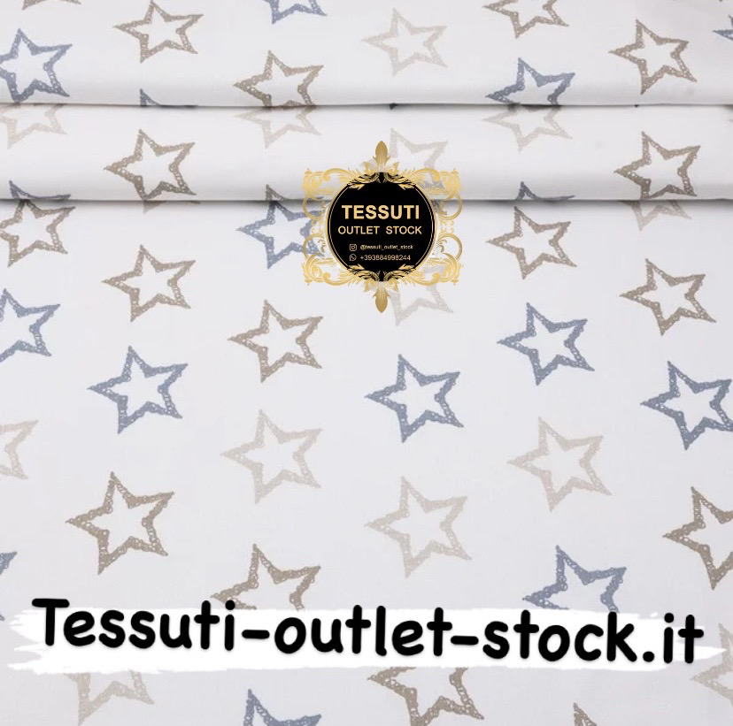 Popeline &quot;Stelle &quot; grigio-beige, fondo - bianco, larghezza 240 cm (№3068)