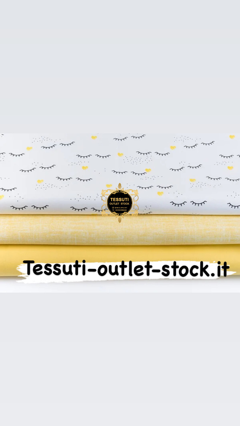 Set di tessuti 40 * 40 cm con 3 pezzi &quot;Ciglia e cuori gialli&quot; №227