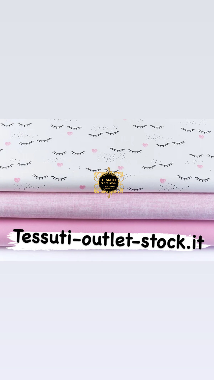 Set di tessuti 40 * 40 cm con 3 pezzi &quot;Ciglia e cuori rosa&quot; №226