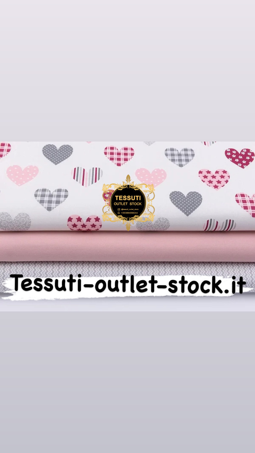 Set di tessuti 40 * 40 cm da 3 pezzi &quot;Cuori e piccoli zigzag&quot; grigio polvere №185