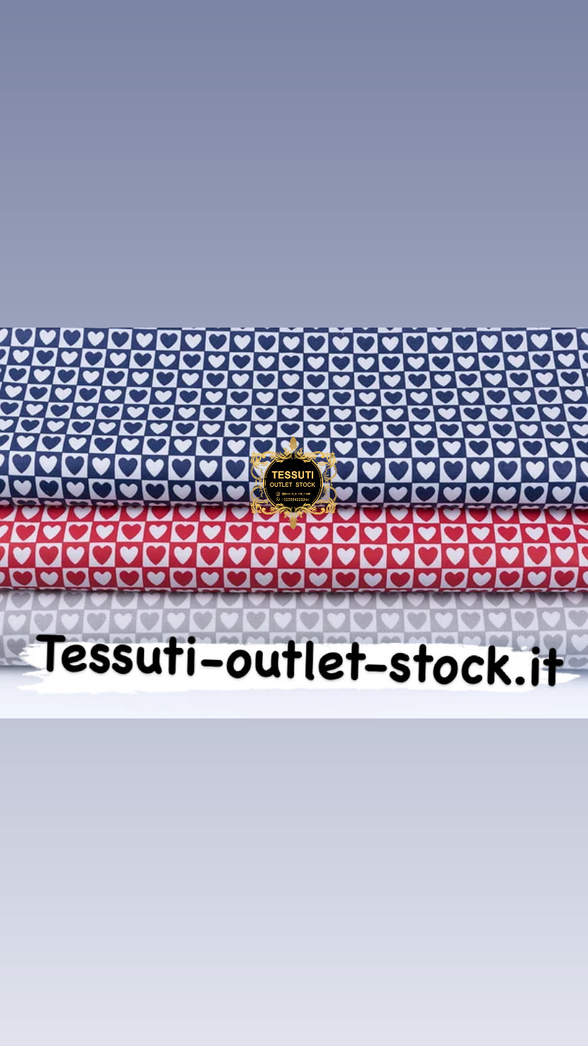 Set di tessuti 40 * 40 cm da 3 pezzi &quot;Cuori in quadrati blu, rosso, grigio&quot; 229