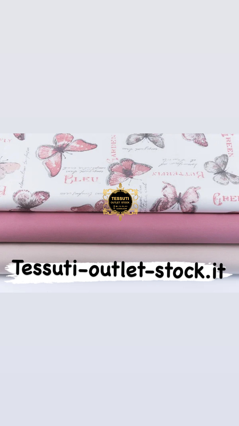 Set di tessuti 40 * 40 cm da 3 pezzi &quot;Farfalle&quot; rosa-beige №232