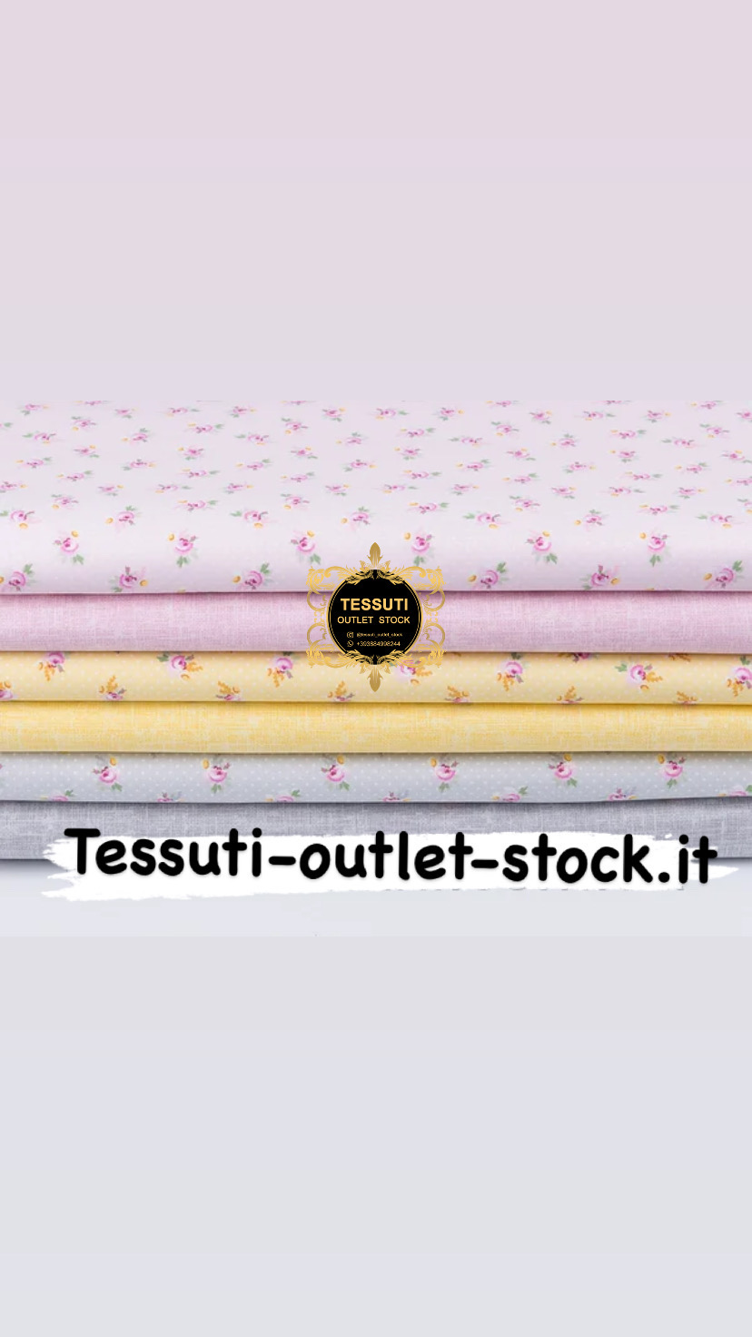 Set di tessuti di cotone 40 * 40 cm da 6 pezzi &quot;Piccole rose su rosa, giallo, grigio&quot; №220
