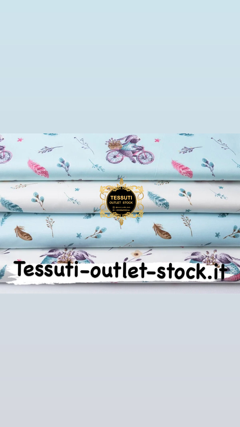 Set di tessuti in raso 40 * 40 cm da 4 pezzi &quot;Coniglietti in bicicletta&quot; №246