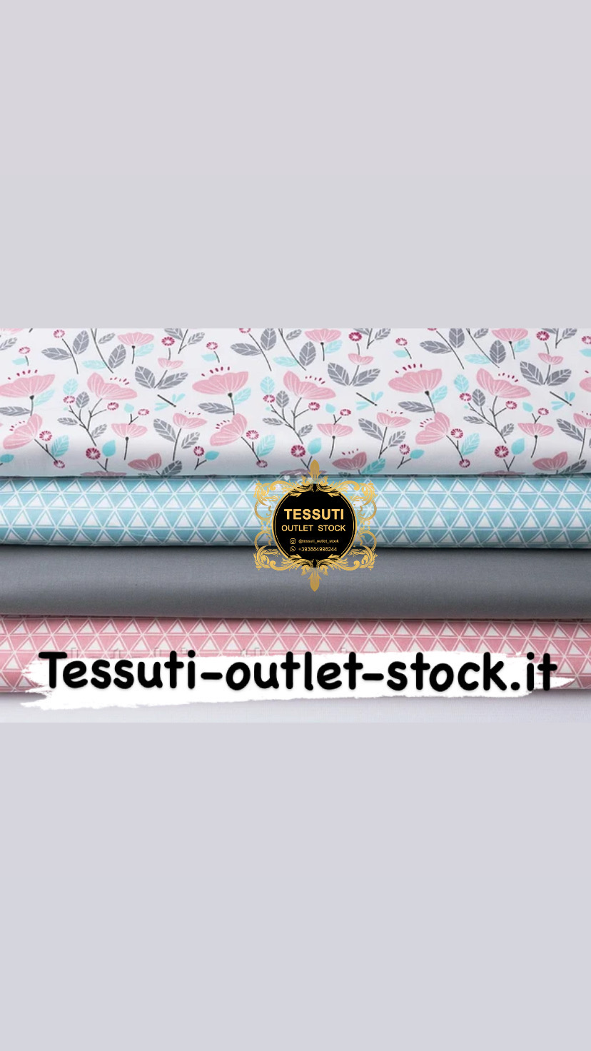 Set di tessuti in raso 40 * 40 cm da 4 pezzi &quot;Fiori in polvere e doppi triangoli&quot; №237