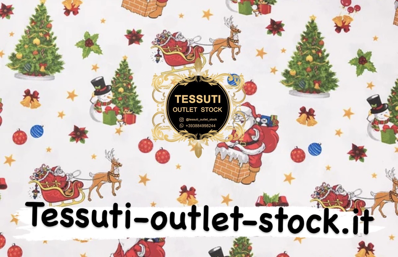 Tessuto anatra &quot;Babbo Natale e albero di Natale&quot; 9121-1