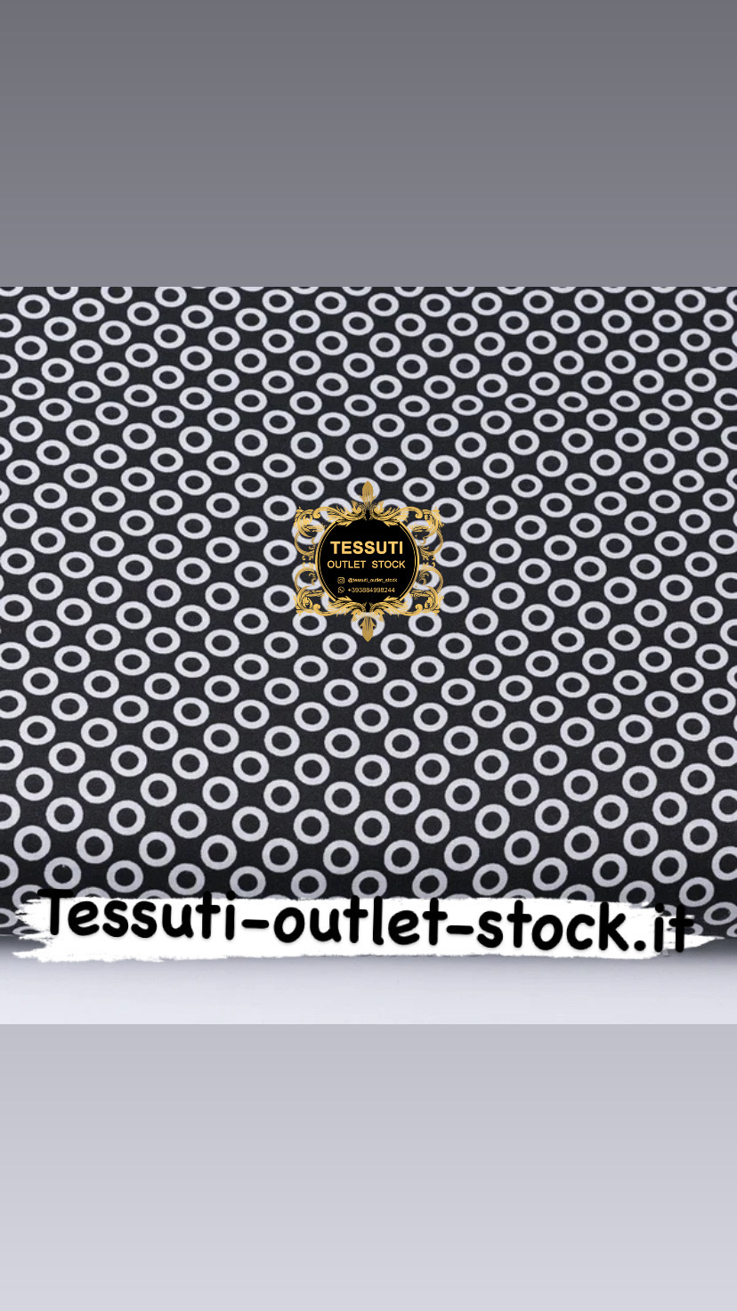Tessuto di cotone  &quot;Cerchi di 8 mm&quot; bianco su nero, &quot;3365a