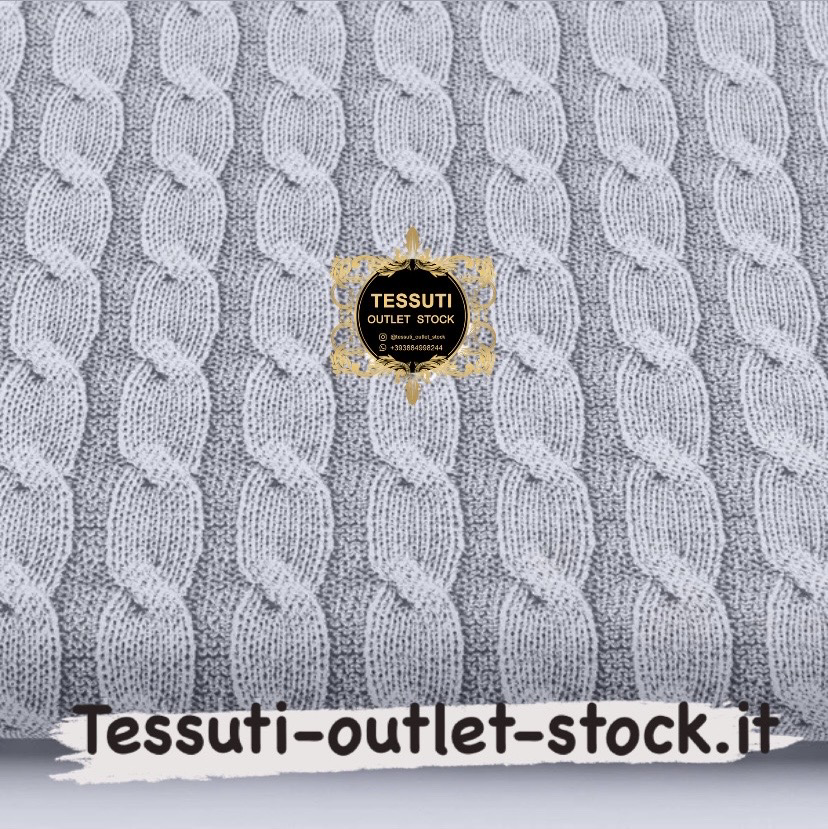 Tessuto di cotone con imitazione del lavoro a maglia a Ferri &quot;Treccia &quot;, colore grigio, №3187a