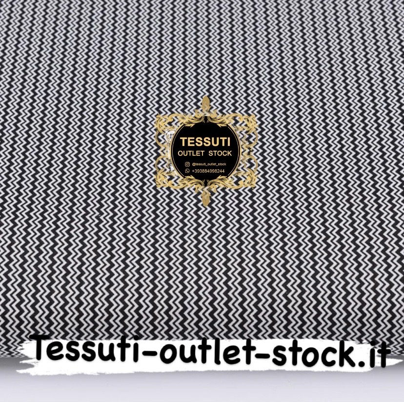 Tessuto di cotone &quot;Doppio mini zigzag di colore nero su bianco, collezione Mini-mikro, № 2797a