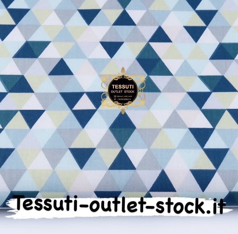 Tessuto di cotone &quot;Mini triangoli 2 cm&quot; menta e smeraldo №2836a