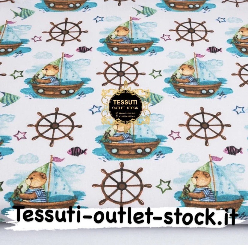 Tessuto di cotone &quot;Orsi nella nave e timoni&quot; №3835