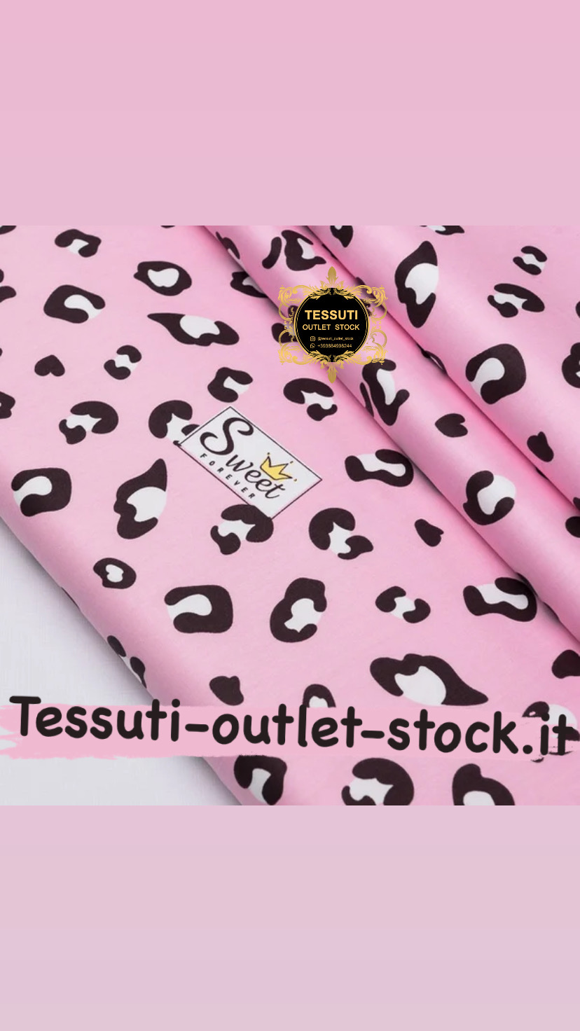 Tessuto di cotone rasatello &quot;Macchie bianche e nere e la scritta Dolce per sempre&quot; su sfondo rosa, №3742с