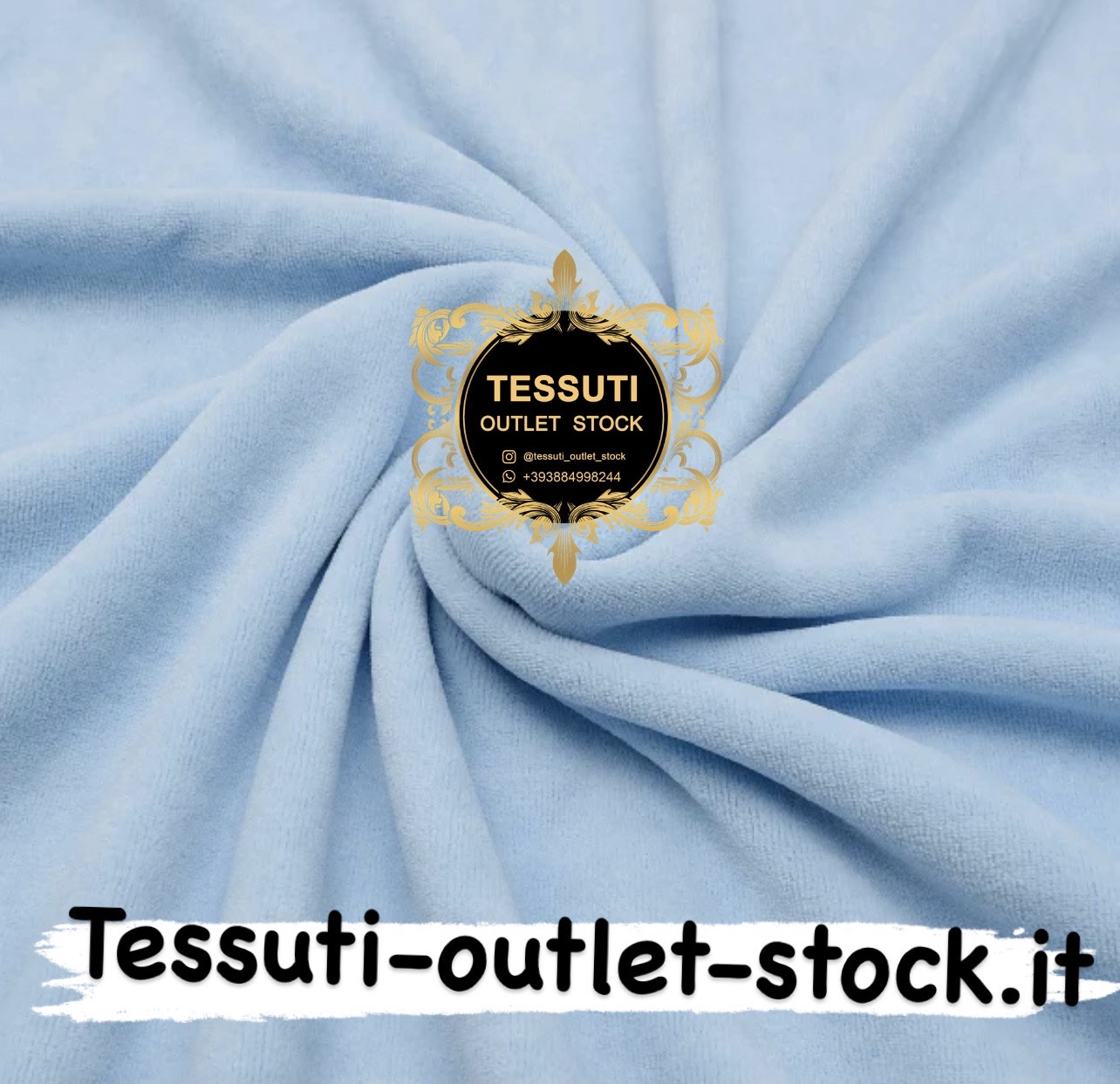 Tessuto di cotone Velluto Ciniglia colore celeste 7/874