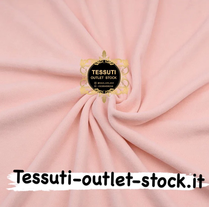 Tessuto di cotone Velluto Ciniglia colore Rosa cipria Chiara 25/1016