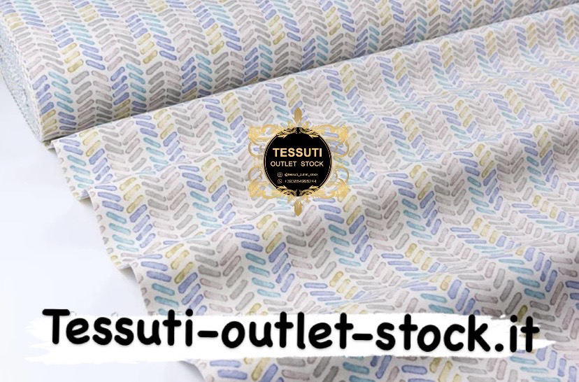 Tessuto Duck con cingoli di trattore blu e beige DK-9011