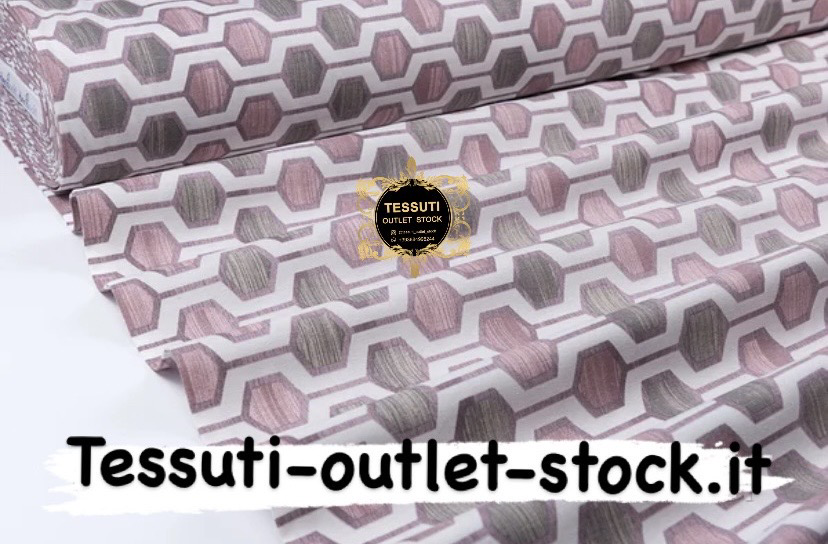 Tessuto Duck con favi rosa-grigio DK-9001