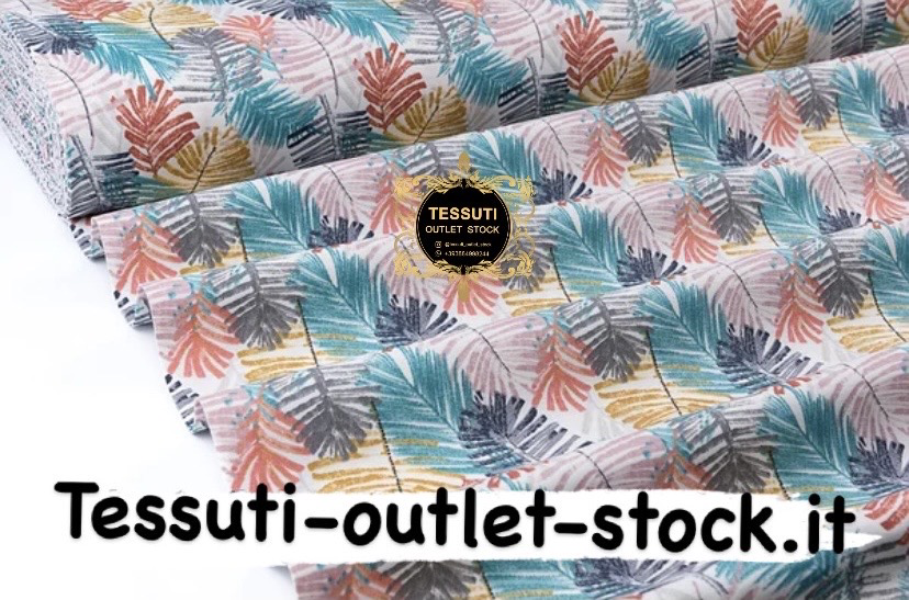 Tessuto Duck con spesse foglie di corallo turchese
 DK-9014