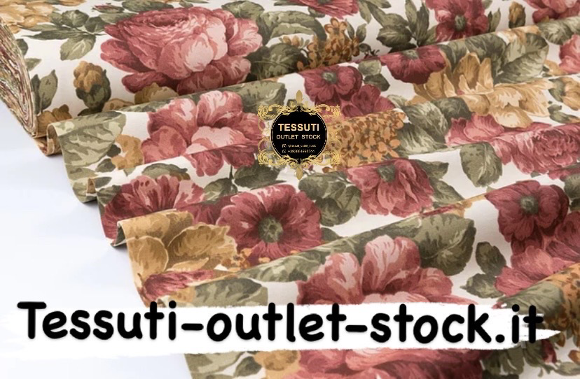 Tessuto Duck con spesse rose bordeaux e marroni DK-9010