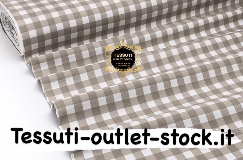 Tessuto Duck con una grande cubetti marrone chiaro DK-9117